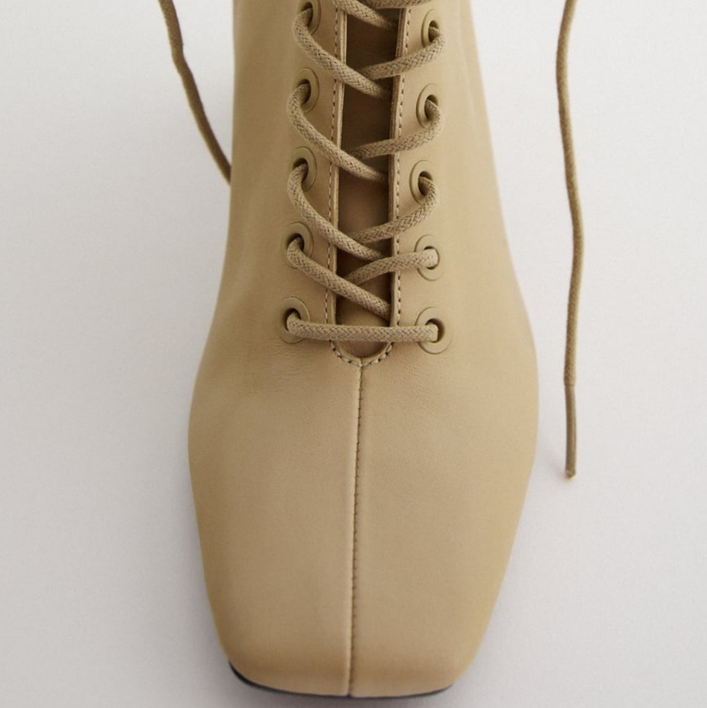 Zara laced leather high heel ankle boots - Picture 4 of 6